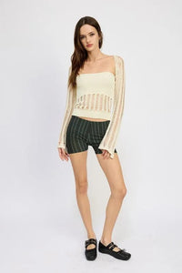 DISTRESSED SWEATER TUBE TOP - Jessiz Boutique