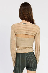 DISTRESSED SWEATER TUBE TOP - Jessiz Boutique