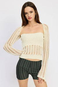 DISTRESSED SWEATER TUBE TOP - Jessiz Boutique