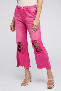 Distressed Vintage Washed Wide Leg Pants - Jessiz Boutique