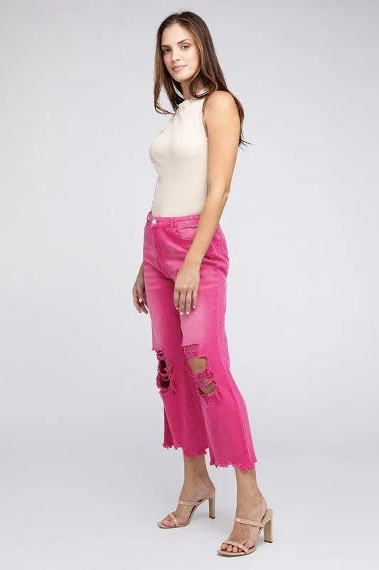 Distressed Vintage Washed Wide Leg Pants - Jessiz Boutique