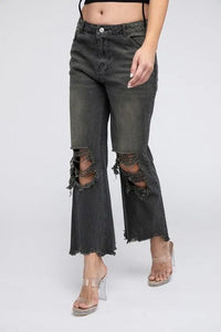 Distressed Vintage Washed Wide Leg Pants - Jessiz Boutique