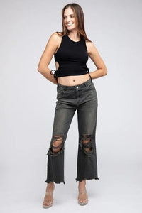 Distressed Vintage Washed Wide Leg Pants - Jessiz Boutique