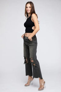 Distressed Vintage Washed Wide Leg Pants - Jessiz Boutique