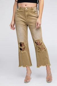 Distressed Vintage Washed Wide Leg Pants - Jessiz Boutique