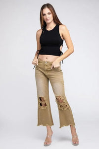 Distressed Vintage Washed Wide Leg Pants - Jessiz Boutique