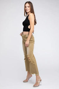Distressed Vintage Washed Wide Leg Pants - Jessiz Boutique