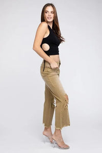 Distressed Vintage Washed Wide Leg Pants - Jessiz Boutique