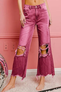 Distressed Vintage Washed Wide Leg Pants - Jessiz Boutique