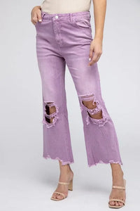 Distressed Vintage Washed Wide Leg Pants - Jessiz Boutique