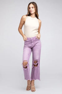 Distressed Vintage Washed Wide Leg Pants - Jessiz Boutique