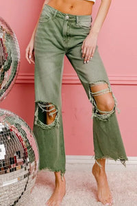Distressed Vintage Washed Wide Leg Pants - Jessiz Boutique