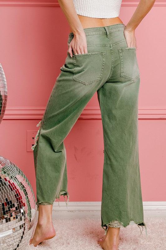 Distressed Vintage Washed Wide Leg Pants - Jessiz Boutique