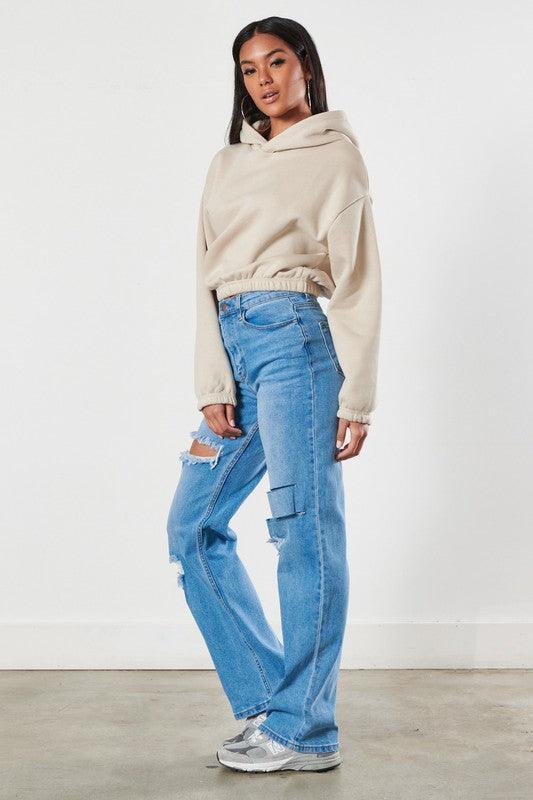 Distressed Wide Leg Jeans - Jessiz Boutique