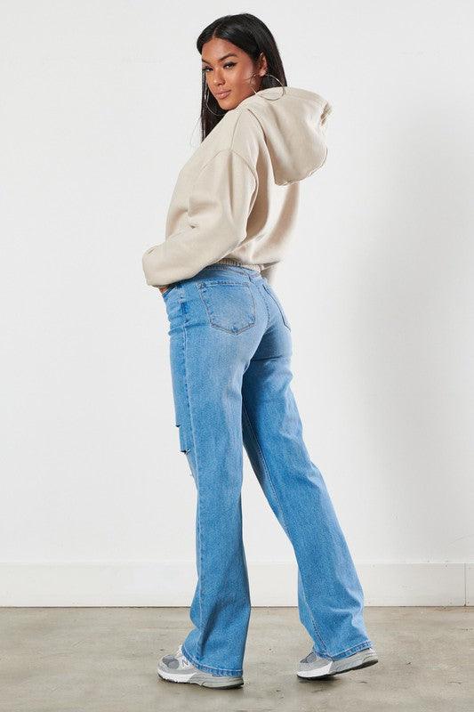 Distressed Wide Leg Jeans - Jessiz Boutique