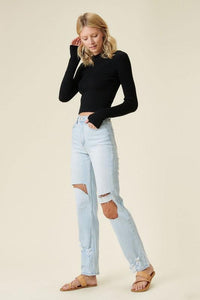 Distressed Wide Leg Light Stone Jeans - Jessiz Boutique