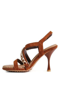 DOMEDA Metal Chain Mid Heel Sandal - Jessiz Boutique