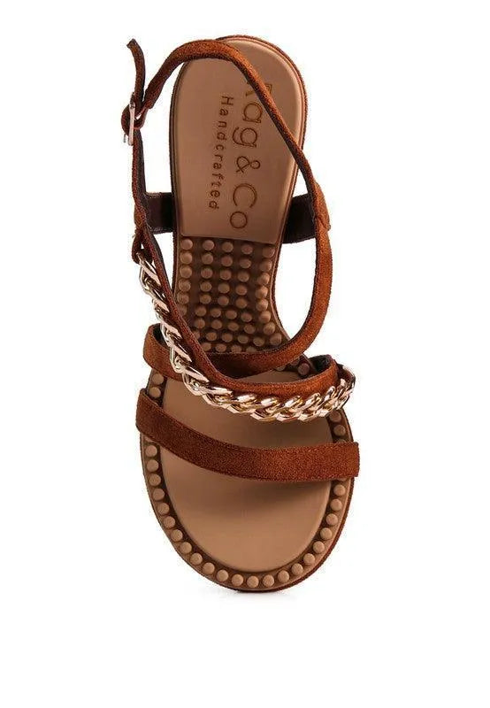 DOMEDA Metal Chain Mid Heel Sandal - Jessiz Boutique