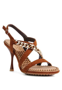 DOMEDA Metal Chain Mid Heel Sandal - Jessiz Boutique