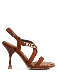 DOMEDA Metal Chain Mid Heel Sandal - Jessiz Boutique