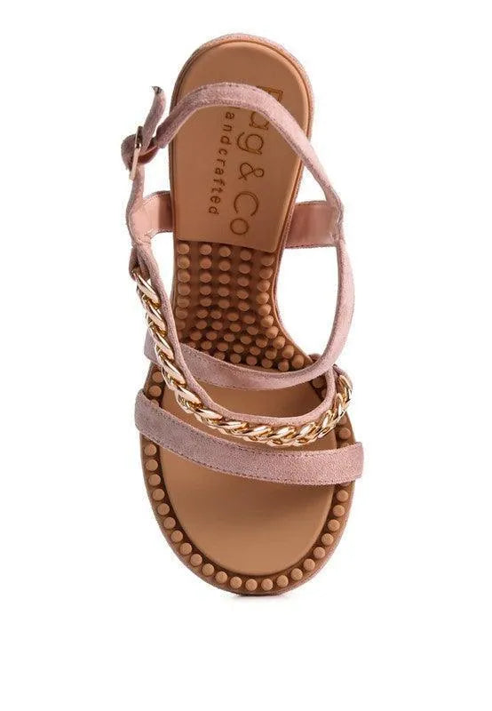 DOMEDA Metal Chain Mid Heel Sandal - Jessiz Boutique