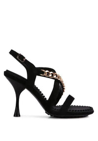 DOMEDA Metal Chain Mid Heel Sandal - Jessiz Boutique