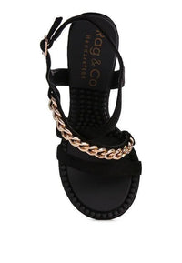 DOMEDA Metal Chain Mid Heel Sandal - Jessiz Boutique