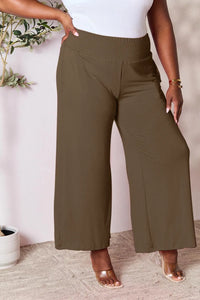 Double Take Smocked Wide Waistband Wide Leg Pants - Jessiz Boutique