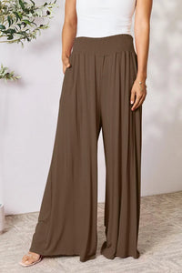 Double Take Smocked Wide Waistband Wide Leg Pants - Jessiz Boutique