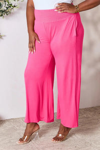 Double Take Smocked Wide Waistband Wide Leg Pants - Jessiz Boutique