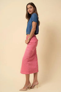 Dusty Pink Cargo Midi Skirt - Jessiz Boutique