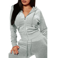 Women's 2-Piece Set Hooded Crop Top & Slim Fit Pants