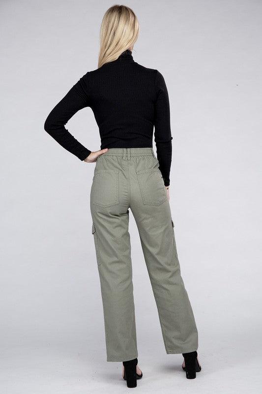 Everyday Wear Elastic-Waist Cargo Pants - Jessiz Boutique