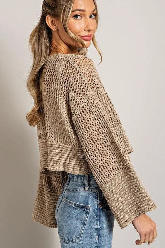 Eyelet Knit Cardigan - Jessiz Boutique