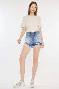 Kancan High Rise Frayed Hem Denim Shorts - Jessiz Boutique