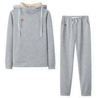 Women's Fleece Long Sleeve Hooded Casual Sports Set