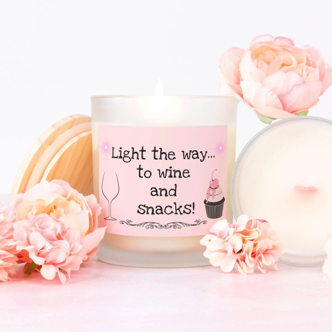 Light the Way to Wine and Snacks - Pink Wick Candle