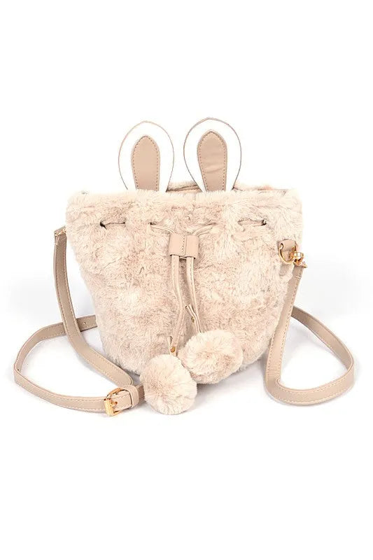 Faux Fur Plush Bunny Ear Crossbody Swing Bag - Jessiz Boutique