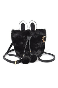 Faux Fur Plush Bunny Ear Crossbody Swing Bag - Jessiz Boutique