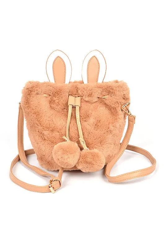 Faux Fur Plush Bunny Ear Crossbody Swing Bag - Jessiz Boutique