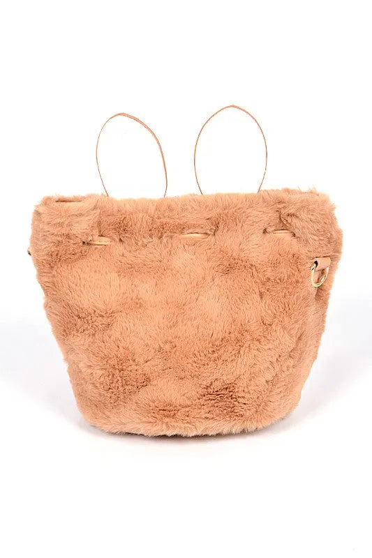 Faux Fur Plush Bunny Ear Crossbody Swing Bag - Jessiz Boutique