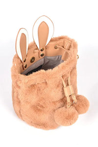 Faux Fur Plush Bunny Ear Crossbody Swing Bag - Jessiz Boutique