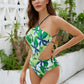 Floral Backless Crossover Strap One-Piece Swimsuit - Jessiz Boutique