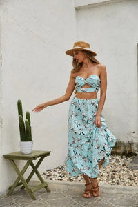 Floral Two Piece Long Skirt Set - Jessiz Boutique