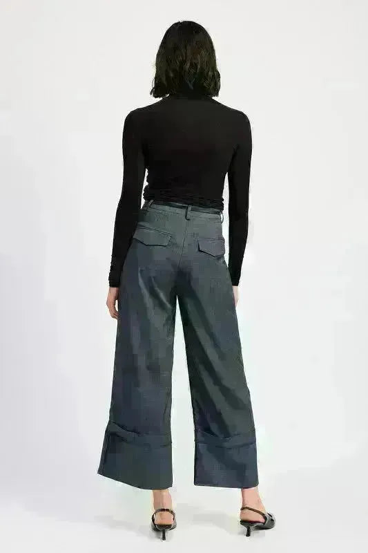 Fold Over Pleated Pants - Jessiz Boutique