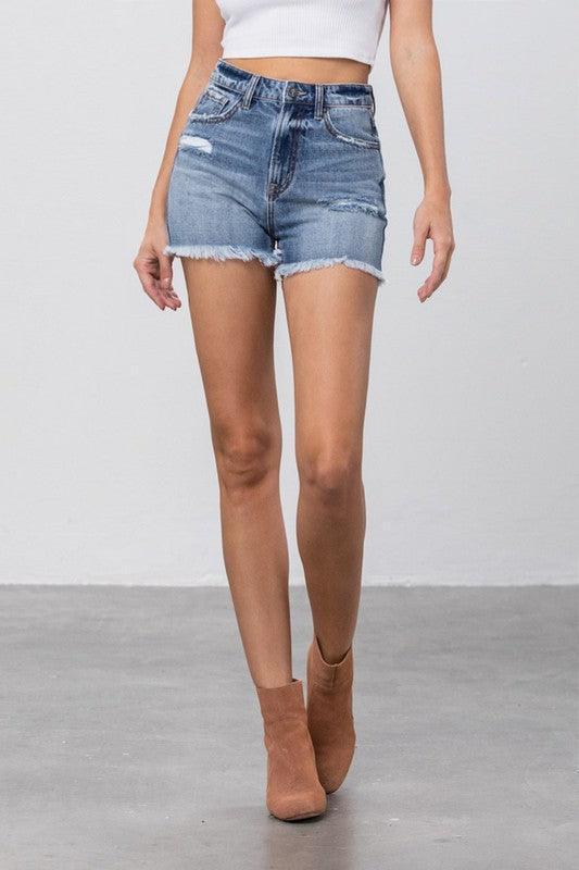 Frayed Denim Mom Shorts - Jessiz Boutique