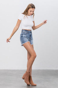 Frayed Denim Mom Shorts - Jessiz Boutique