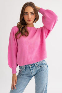 Fuzzy Sweater with Back Ruching - Jessiz Boutique