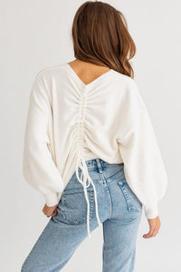 Fuzzy Sweater with Back Ruching - Jessiz Boutique