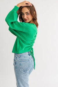 Fuzzy Sweater with Back Ruching - Jessiz Boutique